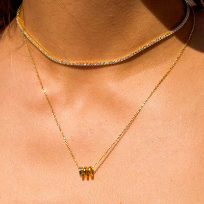 14k Gold Choker Tennis Necklace