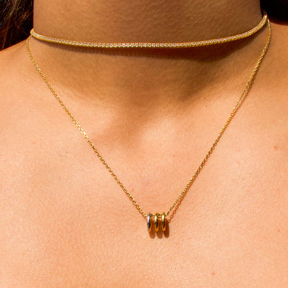 14k Gold Choker Tennis Necklace