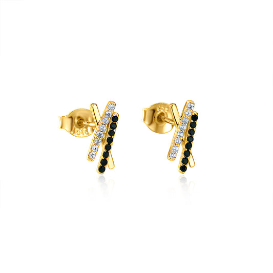 Triple Stick 18k Gold Stud Earrings